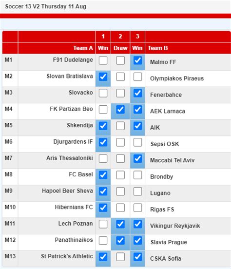 soccer 13 predictions for tomorrow.
